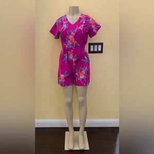 VTG Paradise Hawaii Size 8 Tropical Floral Print Romper